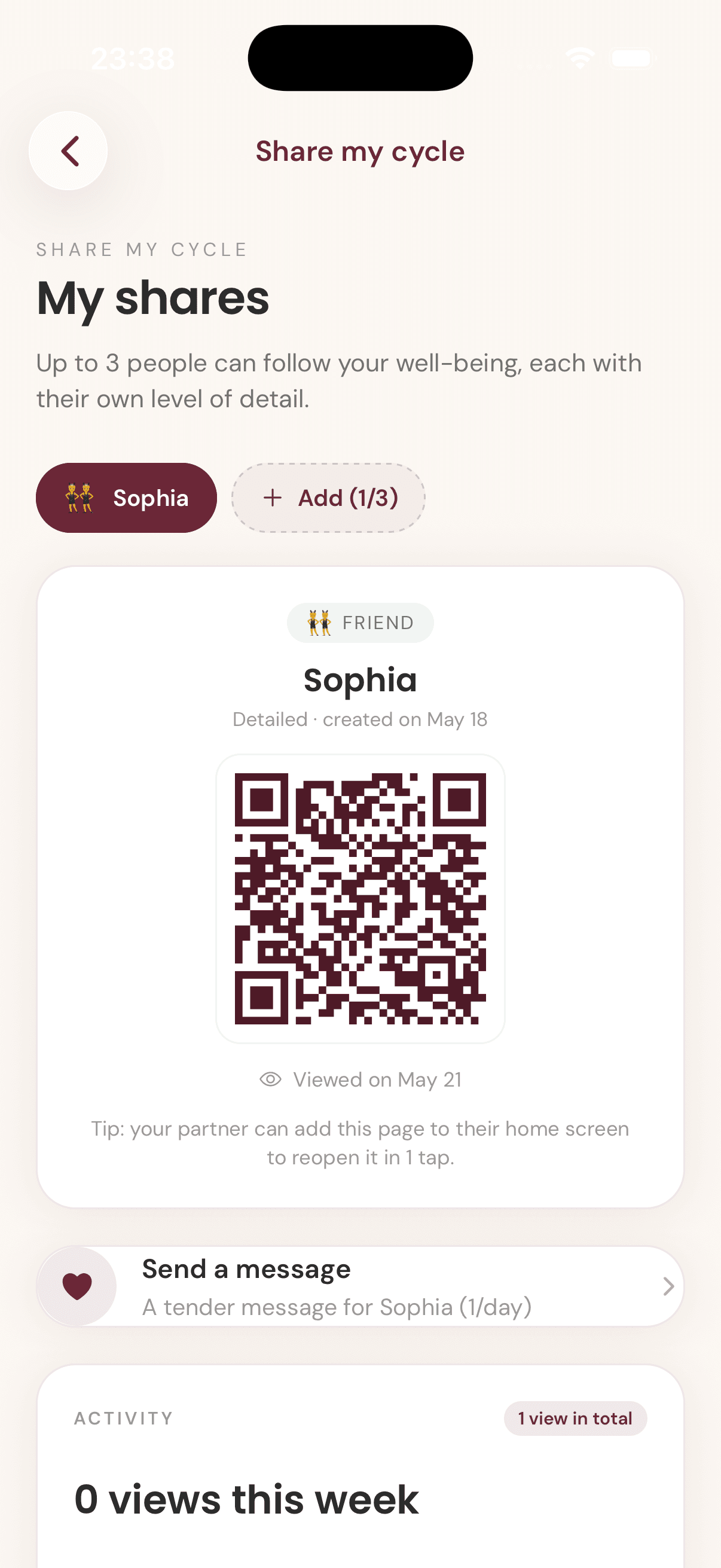 Lovae screen · partner sharing