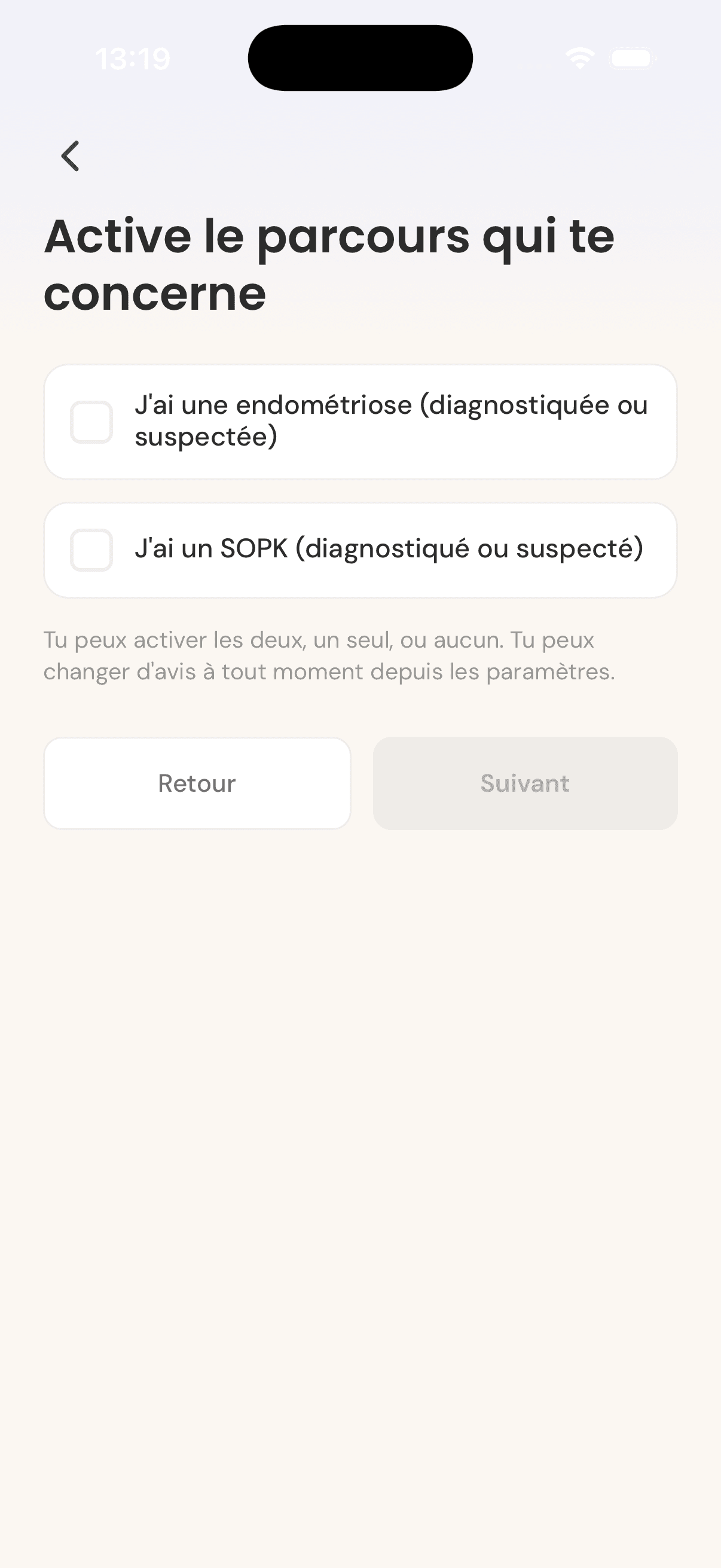 Écran Lovae · parcours SMOP/endo
