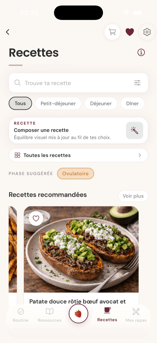 Lovae · écran recettes