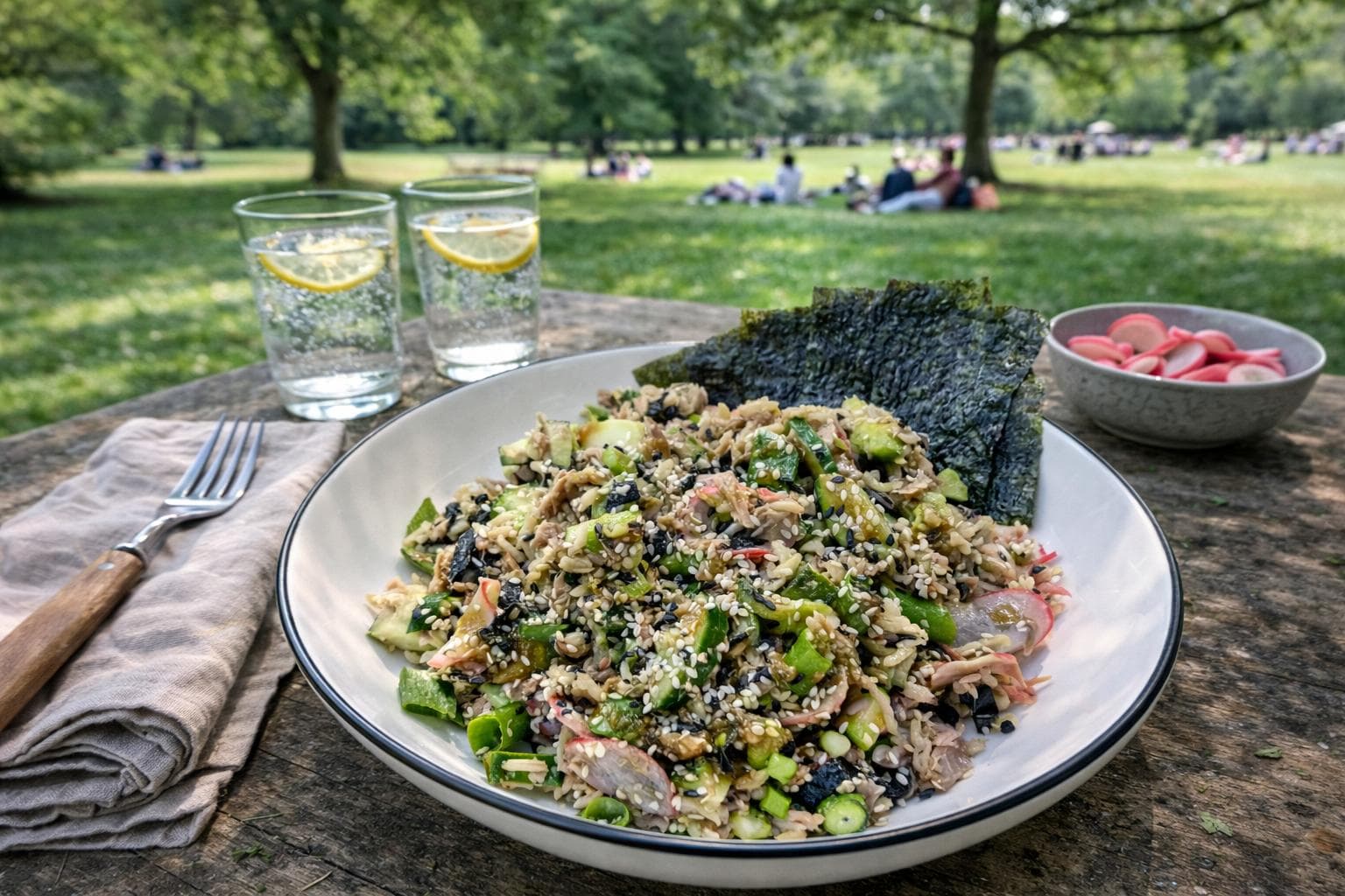 Salade façon sushi au thon riz complet avocat et nori